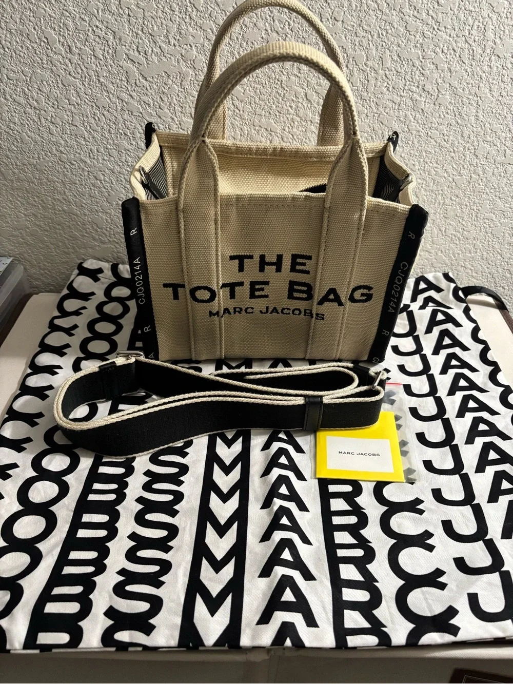 Marc Jacobs Natural and Black Canvas 'The Tote Bag' Small Tote